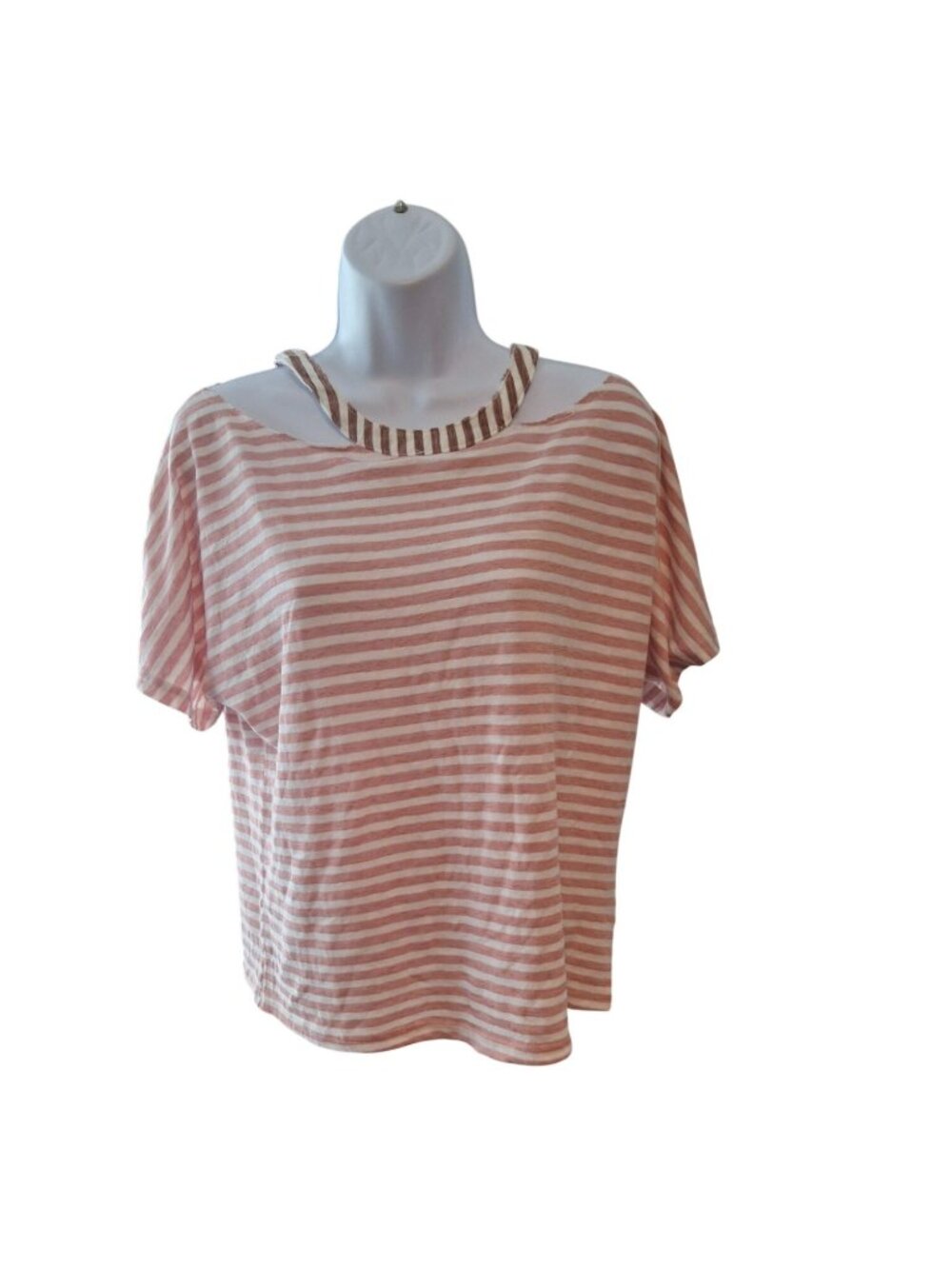 Honey Punch Pink Stripe Tee Small Coastal Grandma Soft Girl Casual Boho Top